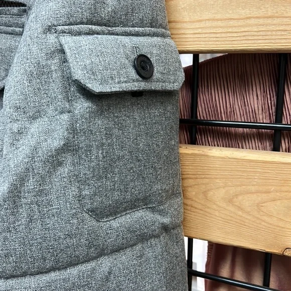 NWT,tahari mens real fur top puffer jacket light grey - Picture 7 of 17